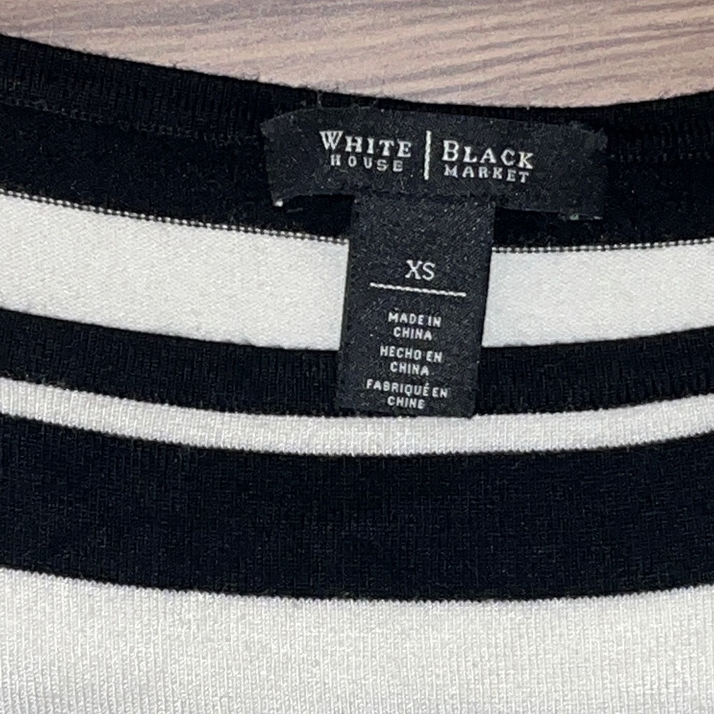 White House Black Market Striped Crew Neck Sweater with 3/4 sleeve - Picture 6 of 13